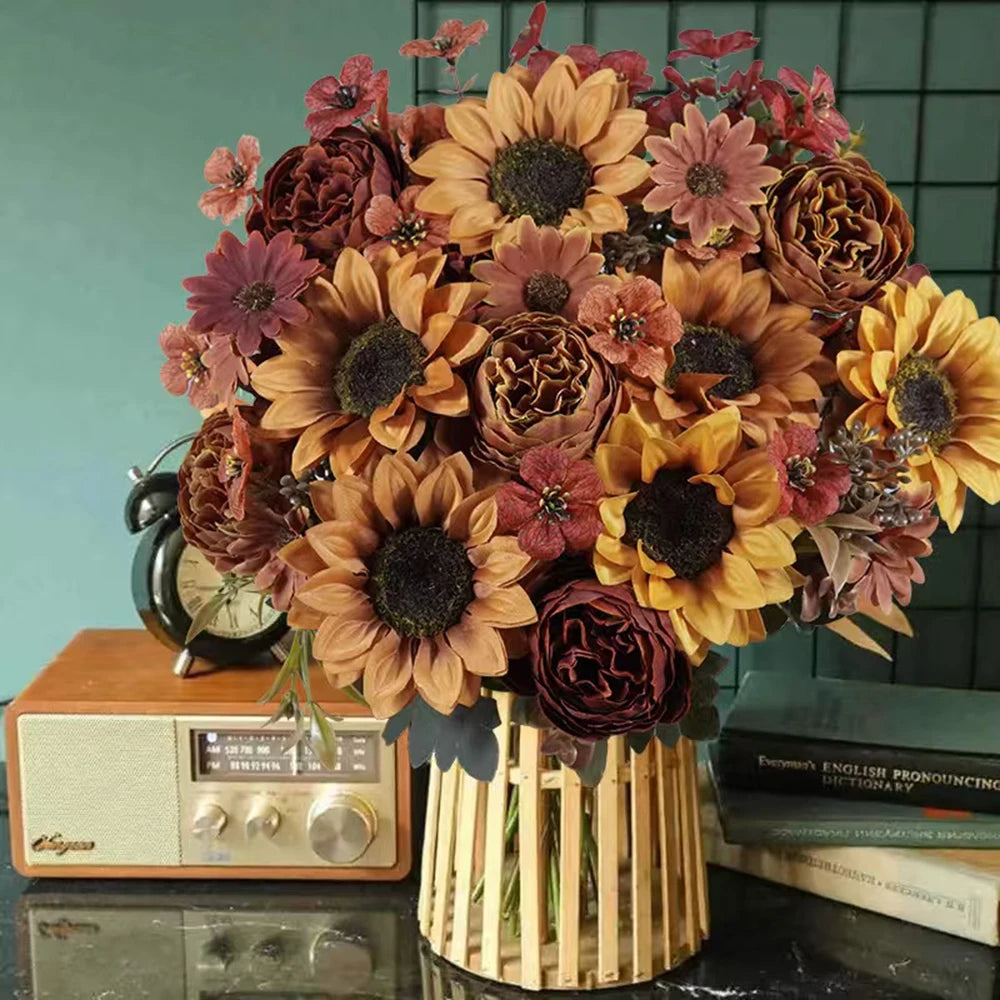 Simulated Flowers Autumn Sunflowers Sunflowers Wedding Home Fake Flowers Simulated Bouquet Qme