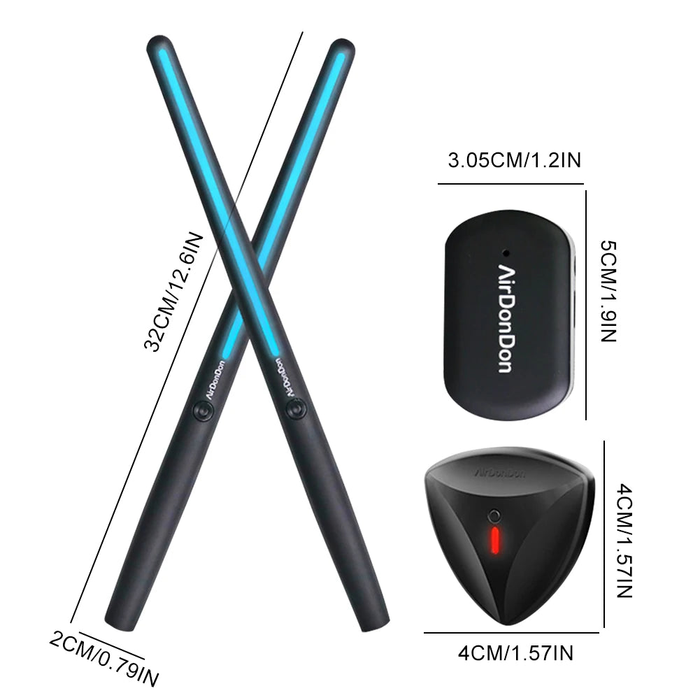 Portable Air Drum Set Air Electronic Drum Sticks Realistic Effect Air Drum Adapter Electronic Drum Set for Kids Adults Qme