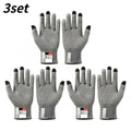 1/3/5set Food Safe Touchscreen Cut Resistant Gloves Protective Safety Gear For Kitchen Fish Processing Meat Slaughter Work Qme Grey 3set