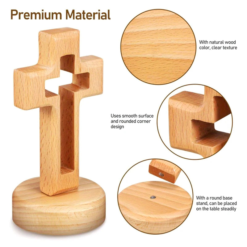 Sacred Church Ornament Wooden Jesus Standing Cross Religious Holidays Qme