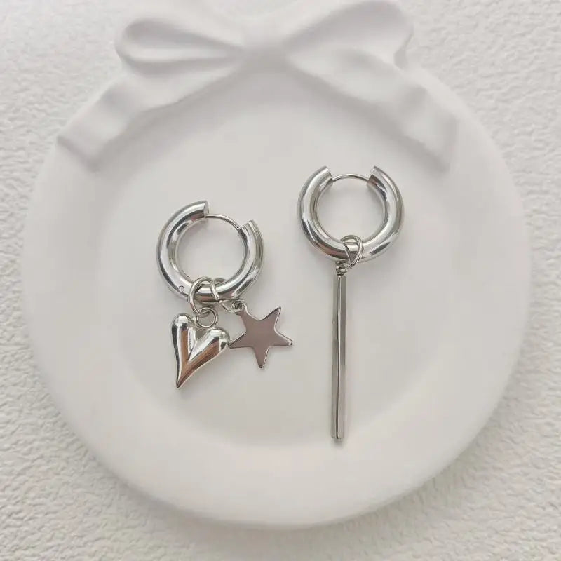 Punk Long Heart Star Pendant Earrings Women Simple Fashion Geometric Qme