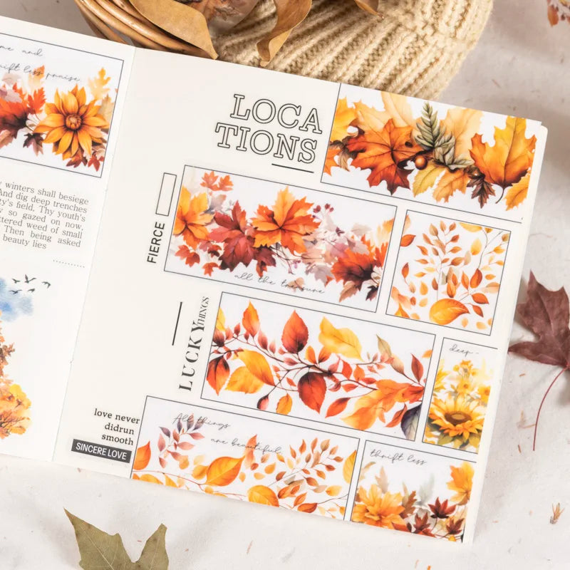 45mm*2m Autumn leaves PET Tape Scrapbooking Decoration Collage Journal Masking Tapes Diary Craft Stickers Stationery supplies Qme