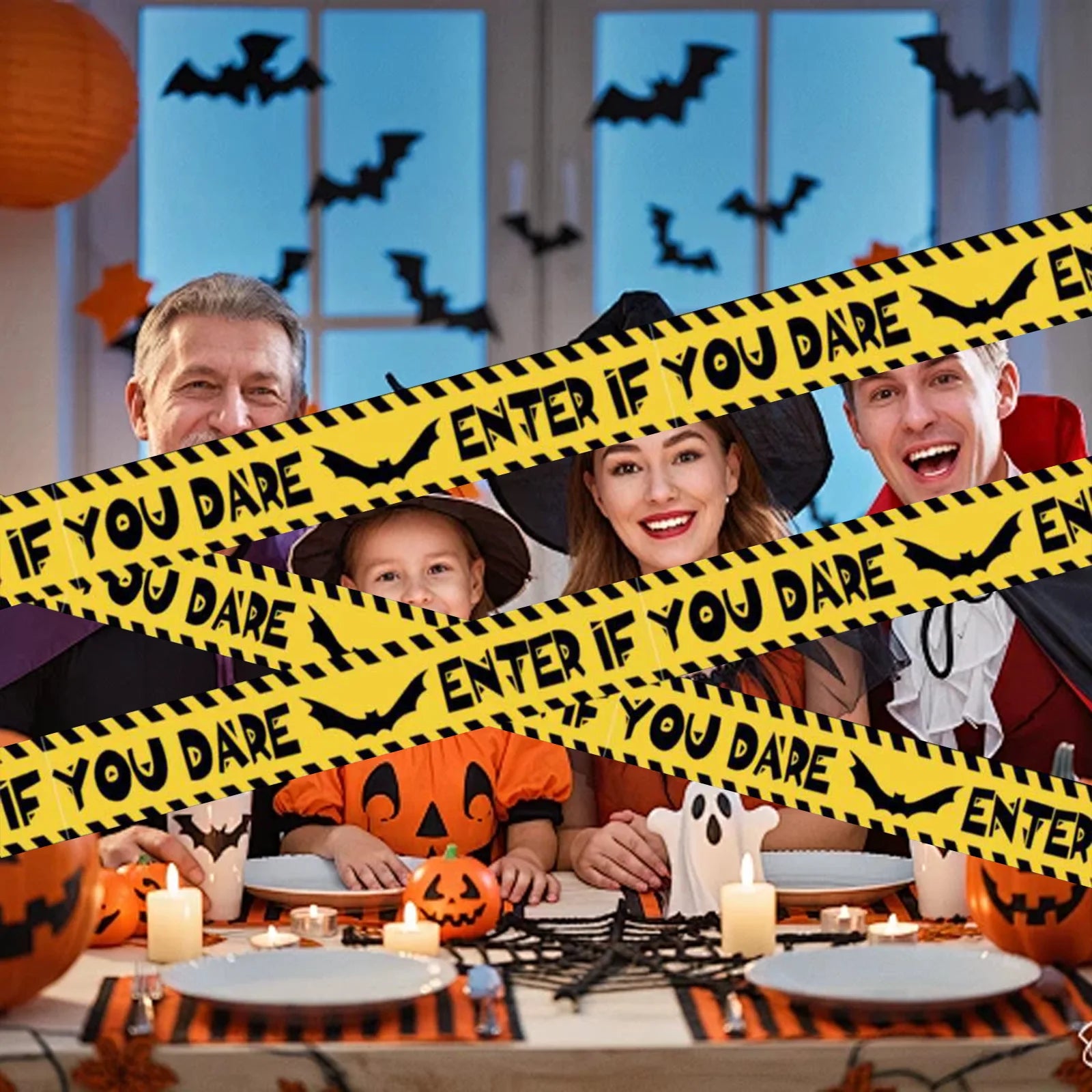 Halloween Warning Tape Safety Signs Caution Fright Crime Scene Tape Holiday Party Haunted House Horror Scene Decor Supplies Qme