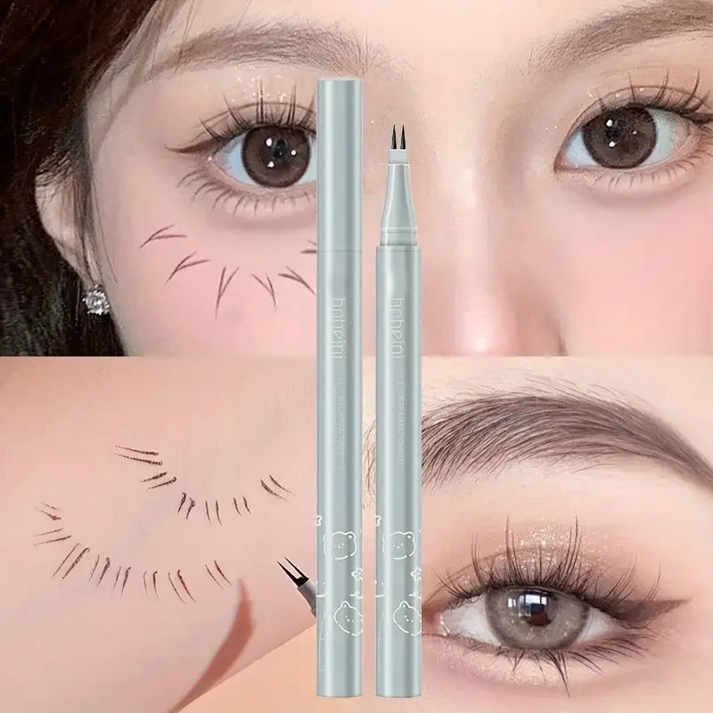 0.01mm double-claw lower eyeliner liquid eyeliner, ultra-fine eyebrow pencil, multi-purpose for beginners, black & brown, Korean Qme