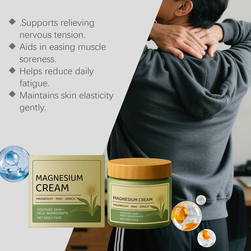Magnesium Cream for Muscle & Nerve-Relief Moisturizing Body Massage Cream Fast Absorption Support Body Relief Daily Care Qme