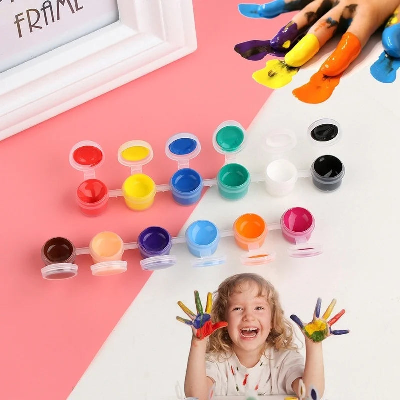 12 Color Acrylic Paint Set 6Grid Graffiti Paint With Drawing Pen DIY Paint Gypsum Doll Acrylic Paint Student Drawing Stationery Qme