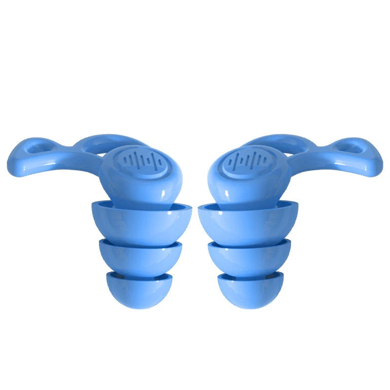 3 Layers Ear Plugs Sleep Noise Reduction Muting Silicone Earplugs Qme Blue