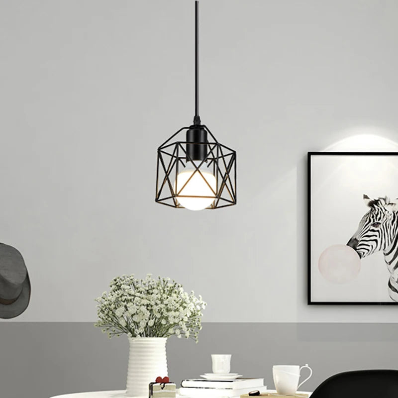 Pendant Lights E27 Hanging Lamp Iron Body Indoor Lighting Lustre Aisle Bedroom Vintage Loft Metal Cage Fixture Light 110-240V Qme