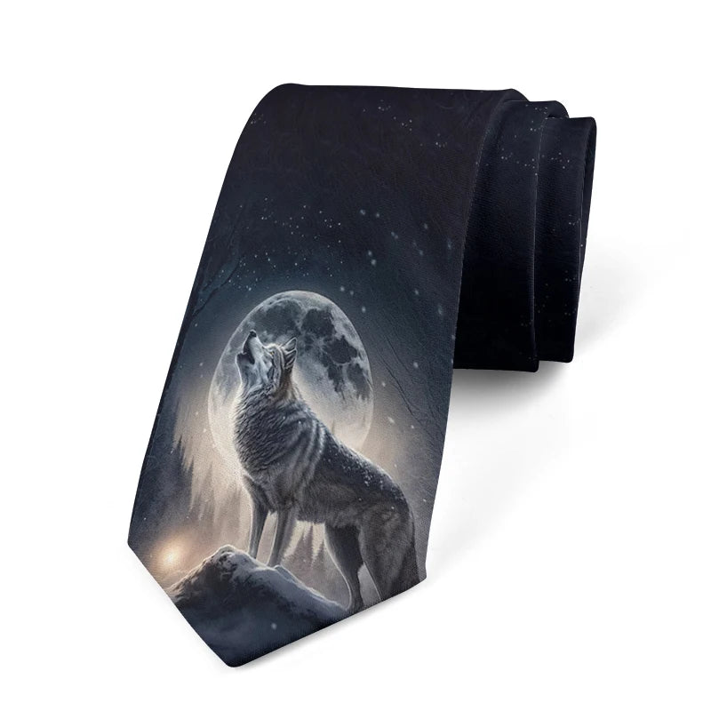 Funny Wave Head Printed Tie Adult Wide Polyester Slim Shirt Suit Qme style1