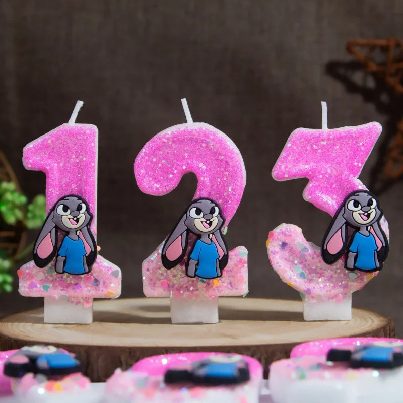 Judy Rabbit Birthday Candles Number 0-9 Cake Holiday Mood Lighting Qme
