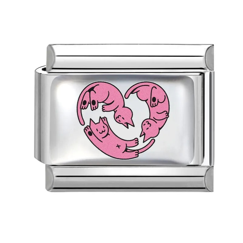 Fashion Women Men Y2k Colorful UV Heart Cat Sun Butterfly Italian Charm Link Fit 9mm Stainless Steel Bracelet DIY Making Jewelry Qme S 7
