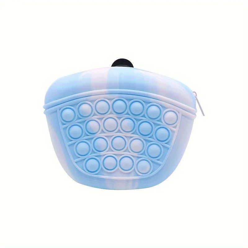 Pet silicone colored dog food bag, portable waist bag for outdoor dog training, dog walking snack bag Qme Blue