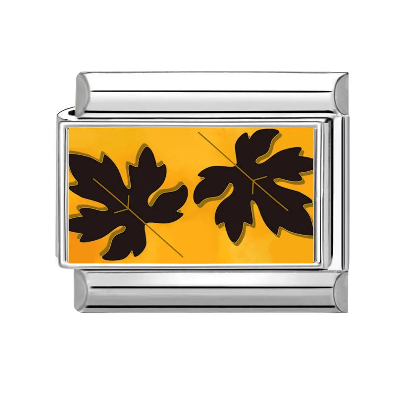 Vintage Black Night Stars Moon Coconut Trees House Flowers Italian Charm Links Fit 9MM Bracelet Stainless Steel DIY Making Gifts Qme Style 29