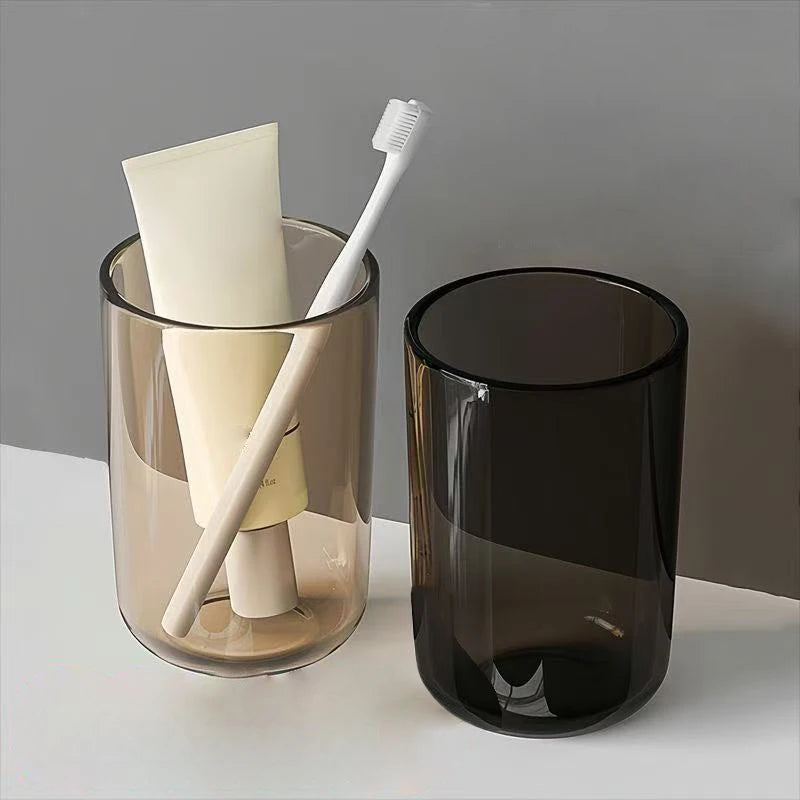 Couple Solid Color Transparent Mouthwash Cup Large Capacity Nordic Style Toothbrush Cup Transparent Mouthwash Plastic Cup Qme