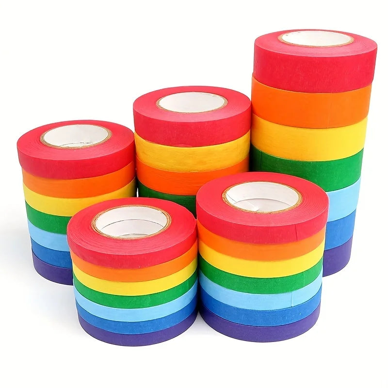 7Rolls Colored Masking Tape Rainbow Colors Painters Tape Colorful Craft Art Paper Tape Labeling Arts Crafts Decorative Supplies Qme