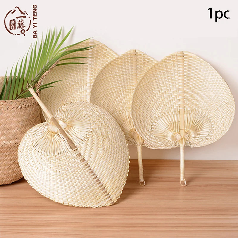 Mosquito Repellent Hand Fan Handmade Heart Shaped Bamboo Woven Fan Chinese Style. Qme 1PC