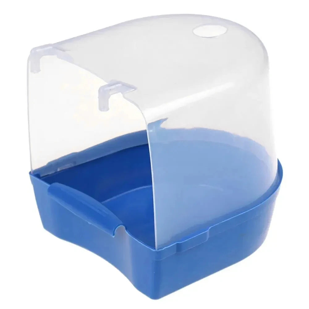 Plastic Bird Water Bath Box Bathtub Parrot For Parakeet Hanging Bowl Pet Supple Qme Blue