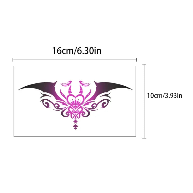 Night glowing deep purple sexy chest, abdomen, and leg temporary stickers waterproof, sweat proof, and charming tattoo stickers Qme