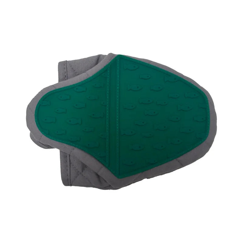 Fish Shaped Silicone Anti Scald Oven Gloves Kitchen Tray Dish Holder Qme green