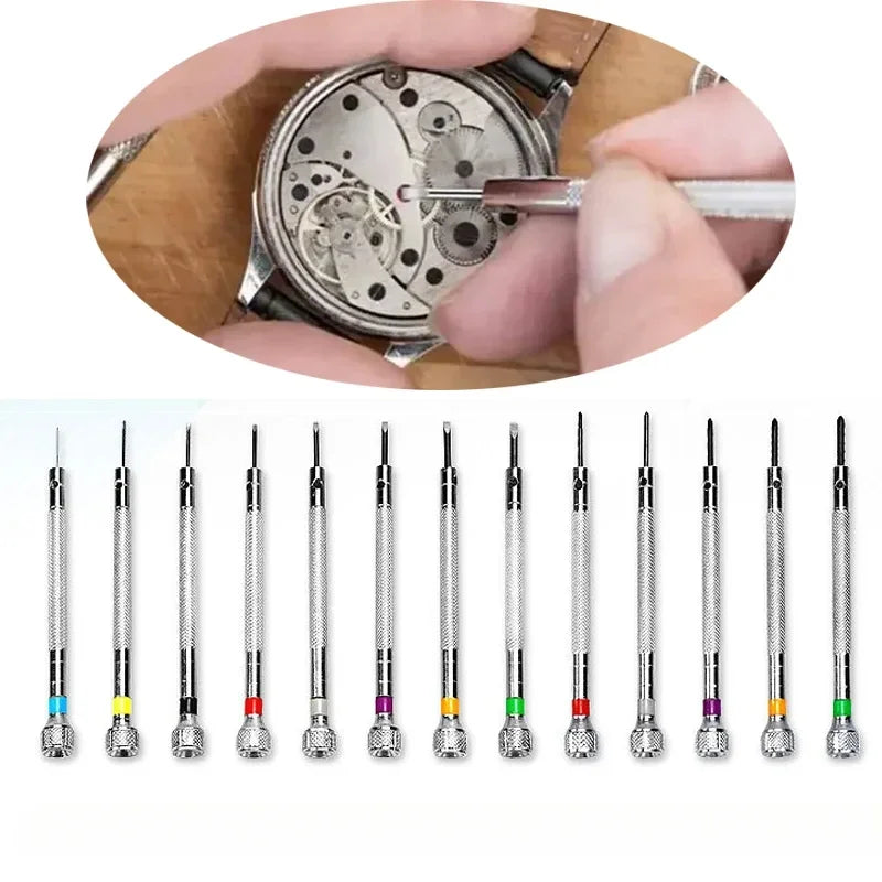 13Pcs Watch Repair Tools Screwdriver Set 0.6mm-2.0mm Flat Head Screwdriver Kit Professional Watchmakers for Watch Repair Tools Qme