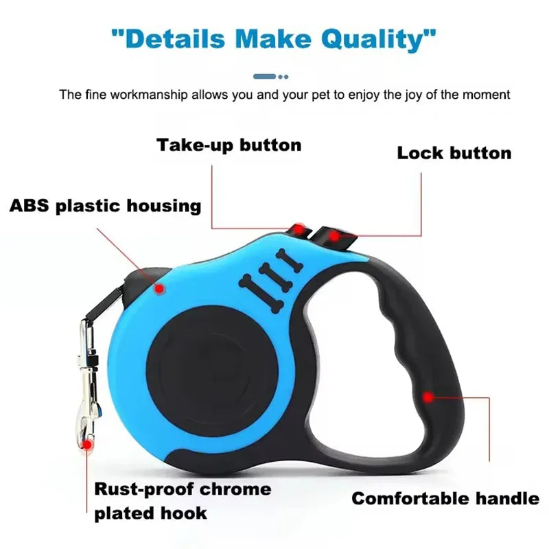 B 3m 5m Dog Leash Strong Nylon Puppy Lead For Small Medium Large Dogs Cats Automatic Retractable Durable Yorkshire Pet Supplies Qme