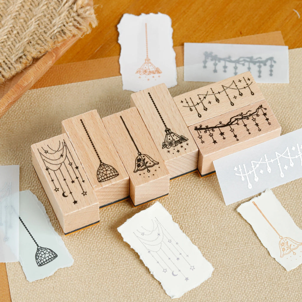 TIANZI 1pc Lamp Theme Vintage Wooden Rubber Cute Night Lights Set Stationery Seal Stamping For Card Making Planner Scrapbook Qme