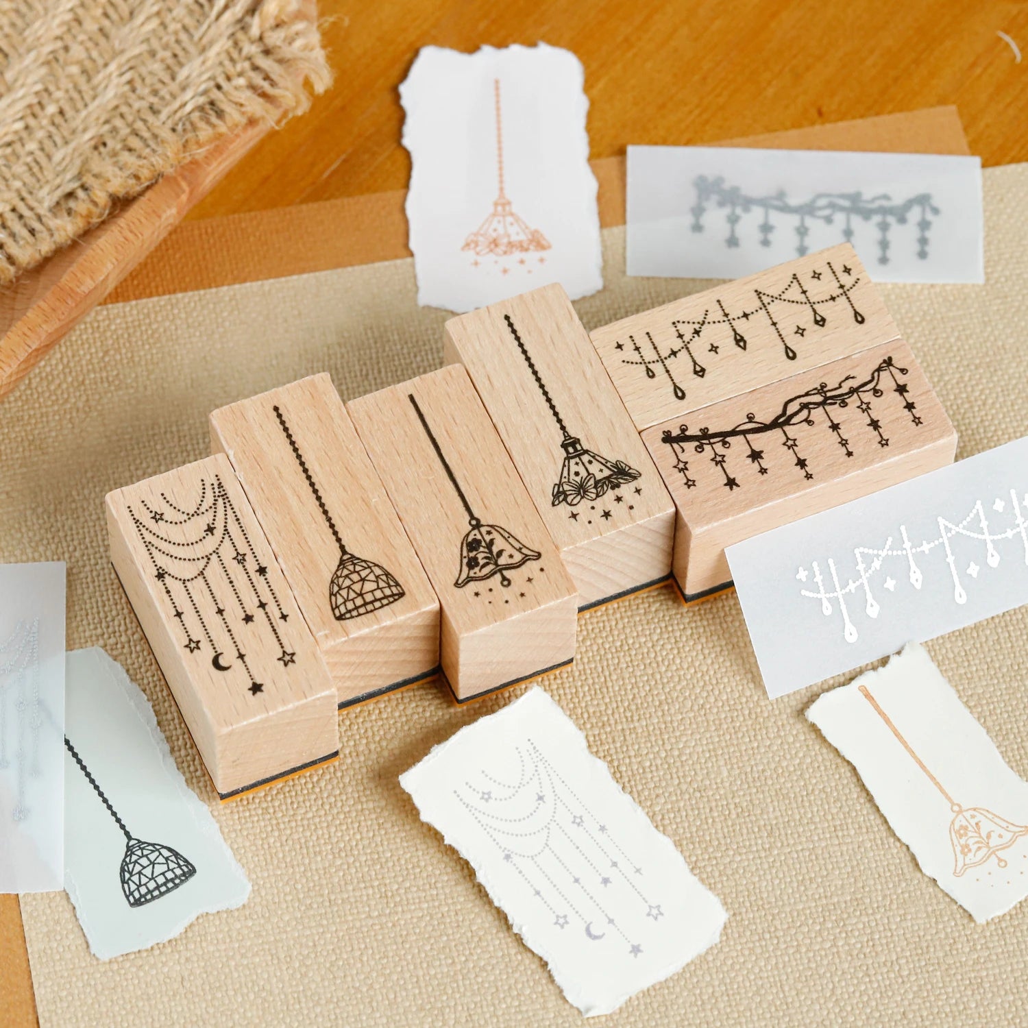 TIANZI 1pc Lamp Theme Vintage Wooden Rubber Cute Night Lights Set Stationery Seal Stamping For Card Making Planner Scrapbook Qme