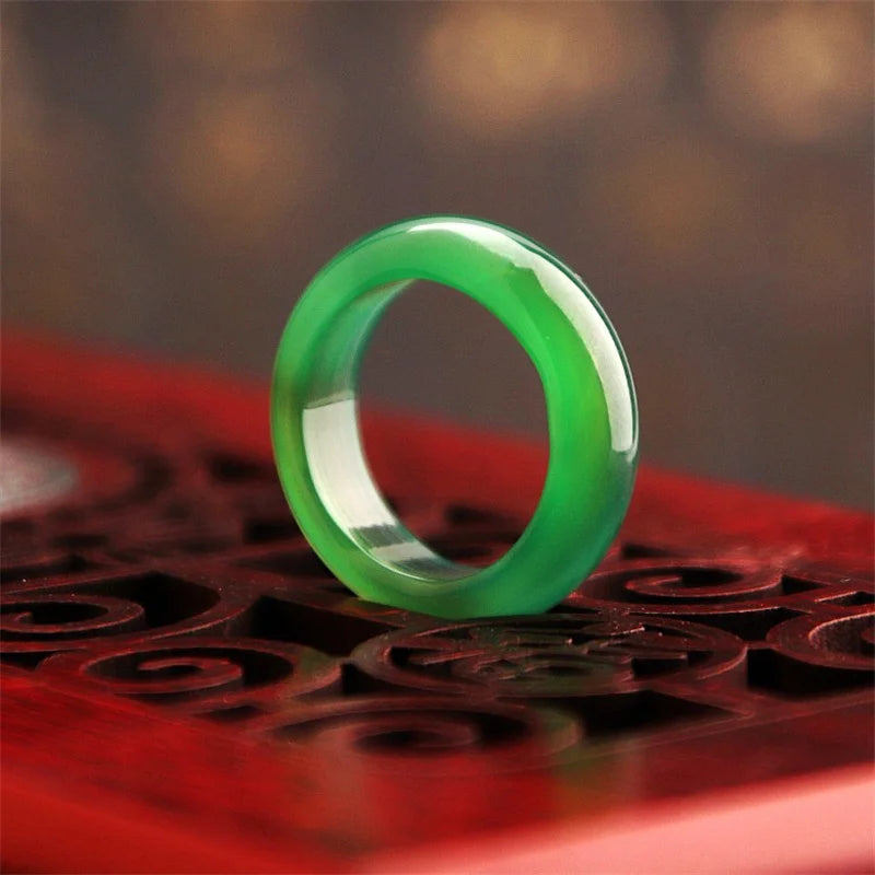 New Hot Fashion New Natural Stone Agate Rings Charms Multi-color Elegant Jewelry Party Gift for Women or Girlfriend High-Quality Qme green