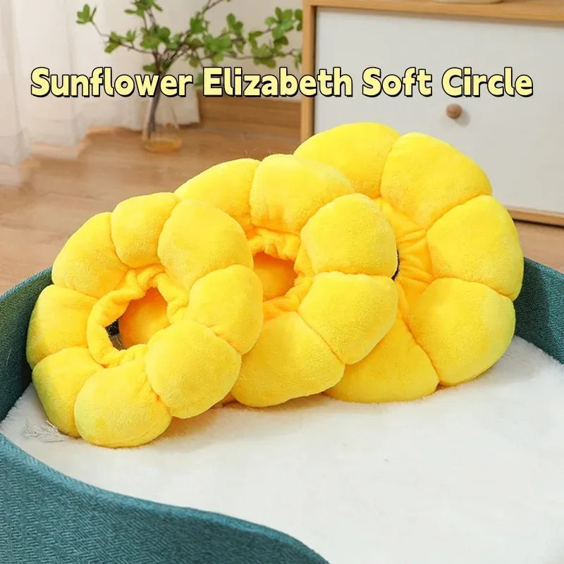 A Sunflower Pet Elizabethan Collar Adjustable Soft Plush Anti-Bite Anti-Lick Wound Healing Surgery Recovery Collar for Cats Dogs Qme
