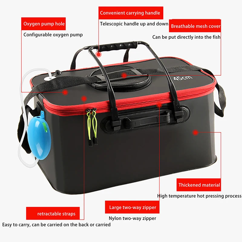Fishing Bucket Folding Living Fish Multi Functional Portable Box EVA Qme