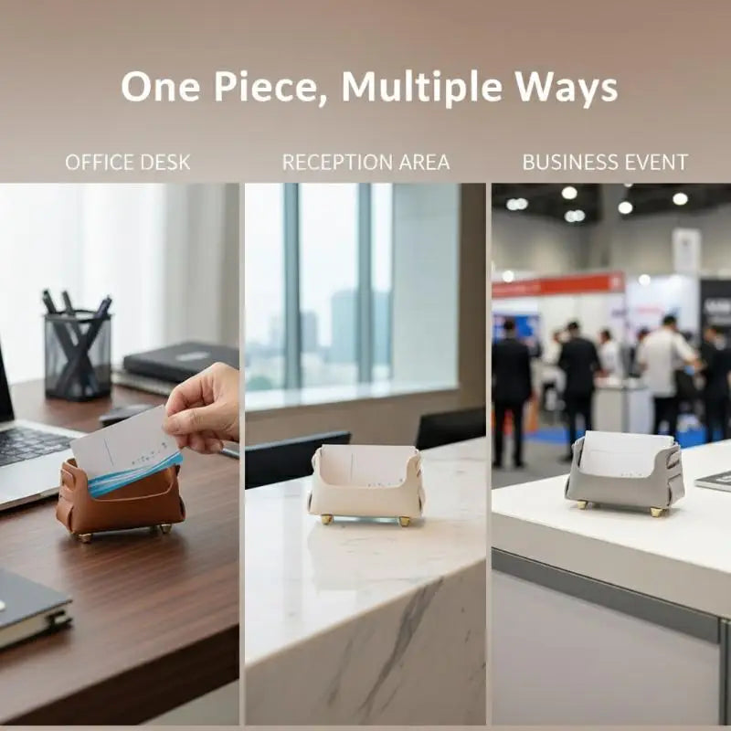 PU Business Card Holder Desktop Sign Display Stand Storage Qme