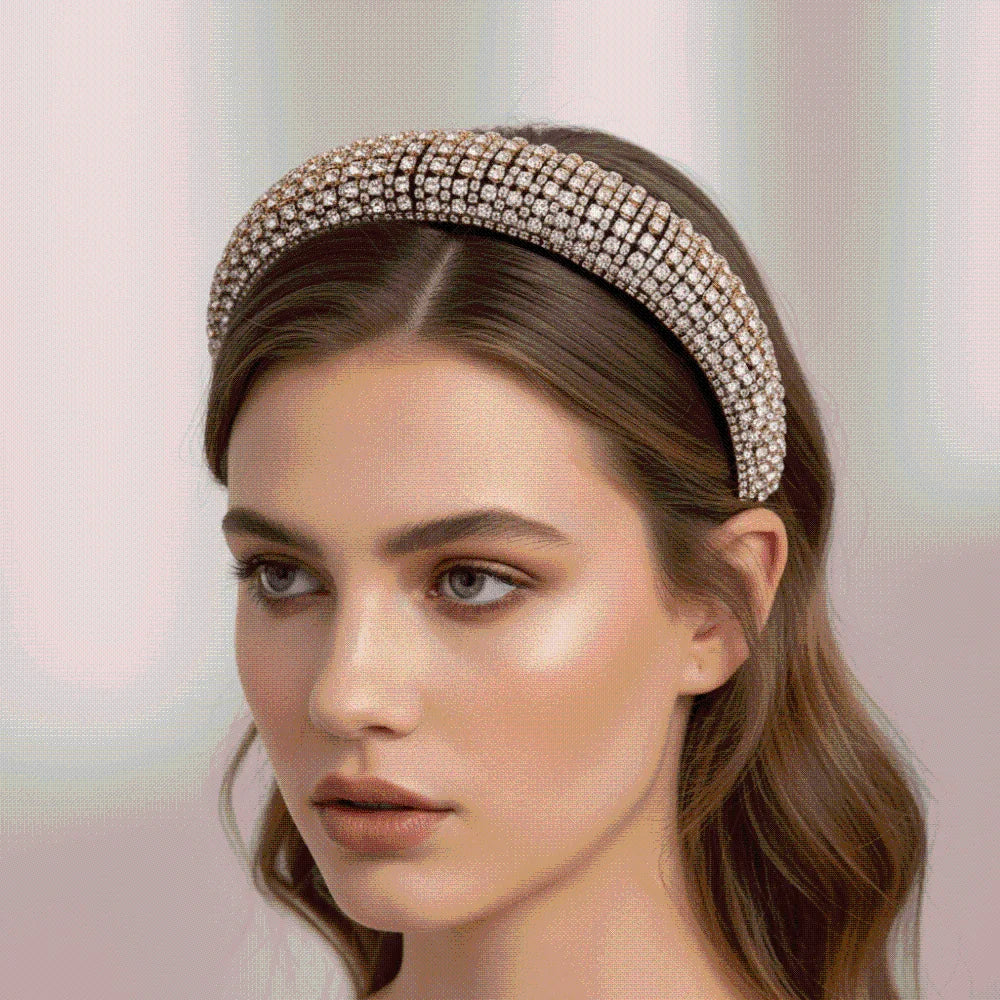 Sparkly Hairband Padded Rhinestone Headband Baroque Luxury Crystal Qme