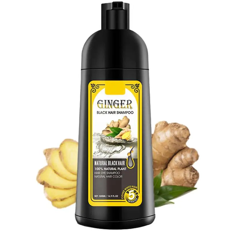 500ml Ginger shampoo coconut Shampoo Natural Hair Dye Shampoo Blacking Gray Hair Dye Black Shampoo For White Coloring Qme