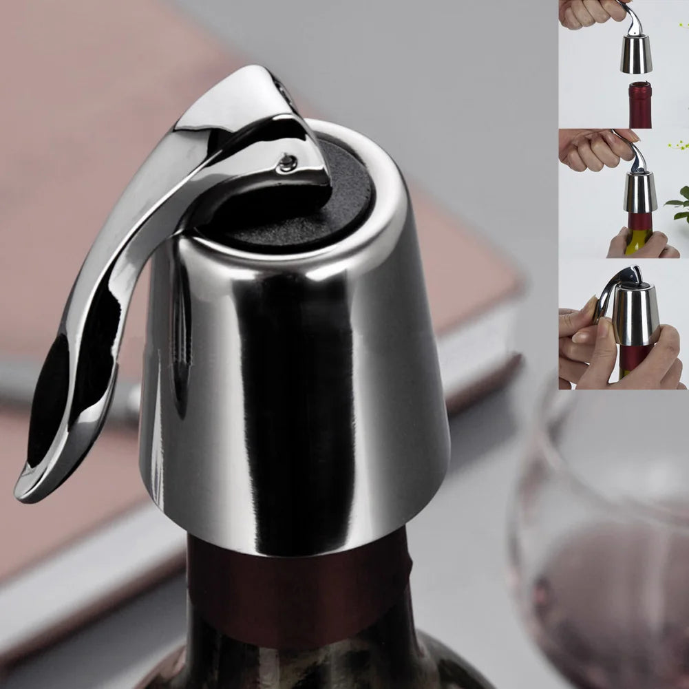 Stainless Steel Wine Stoppers Leak-proof Beverage Preserver Fashion Design Easy To Use As Bar Tools Kitchen Accessories Qme