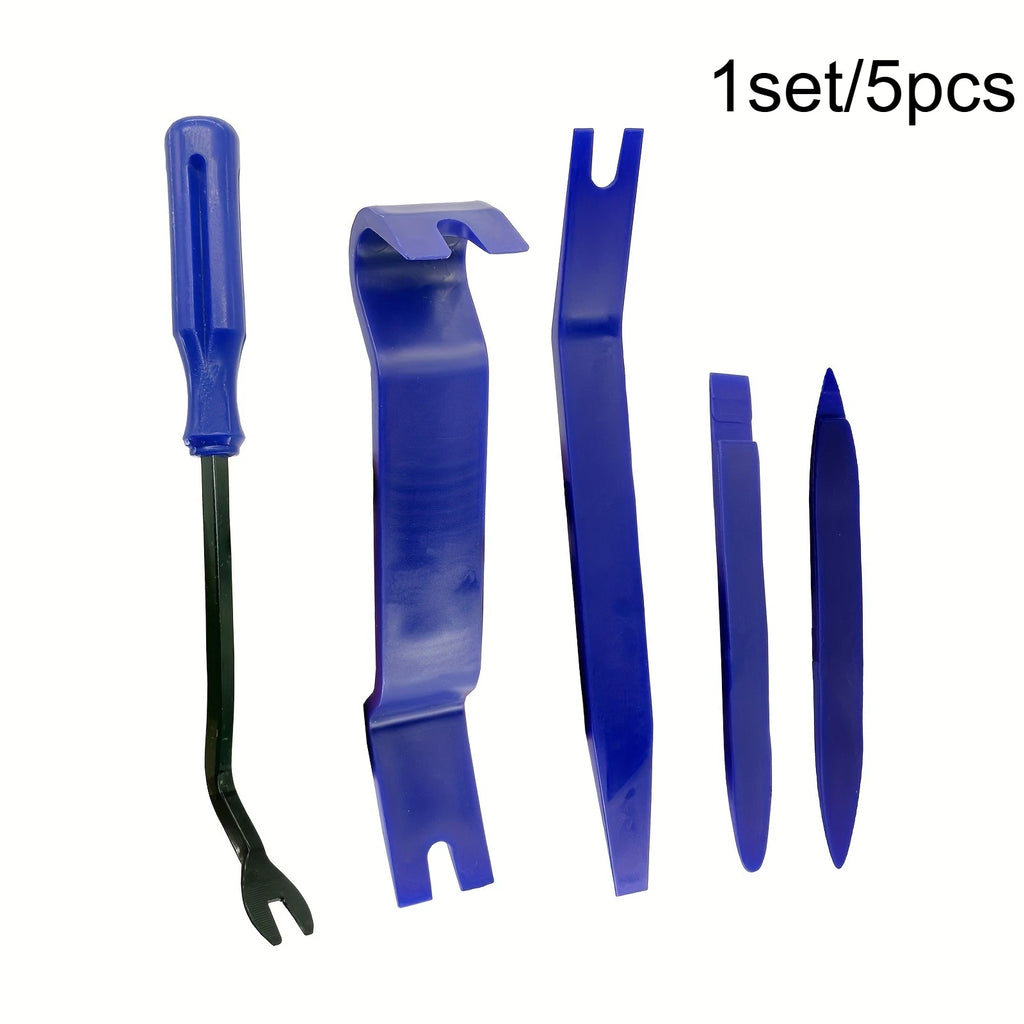5Pcs Auto Trim Removal Tool Kit, Car Plastic Pry Panel Door Dash Audio Clip Remover Pry Bar Set For Vehicle Interior Repair Qme 1set 5pcs