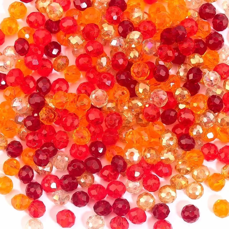 4mm/6mm Rondelle Faceted Glass Beads Loose Spacer Crystal Round Beads for Jewelry Making DIY Necklace Bracelet Accessories Qme Red series 4mm-150pcs