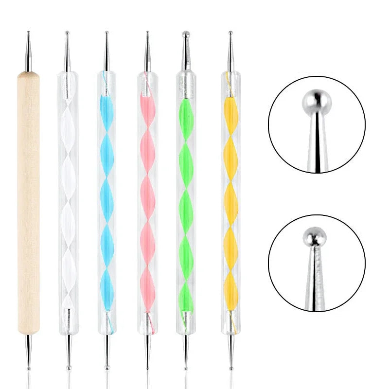 Nail Art Dotting Pen, Spiral Rod Hook Pen, Drawing Painting Marbleizing DIY Manicure Tools Qme