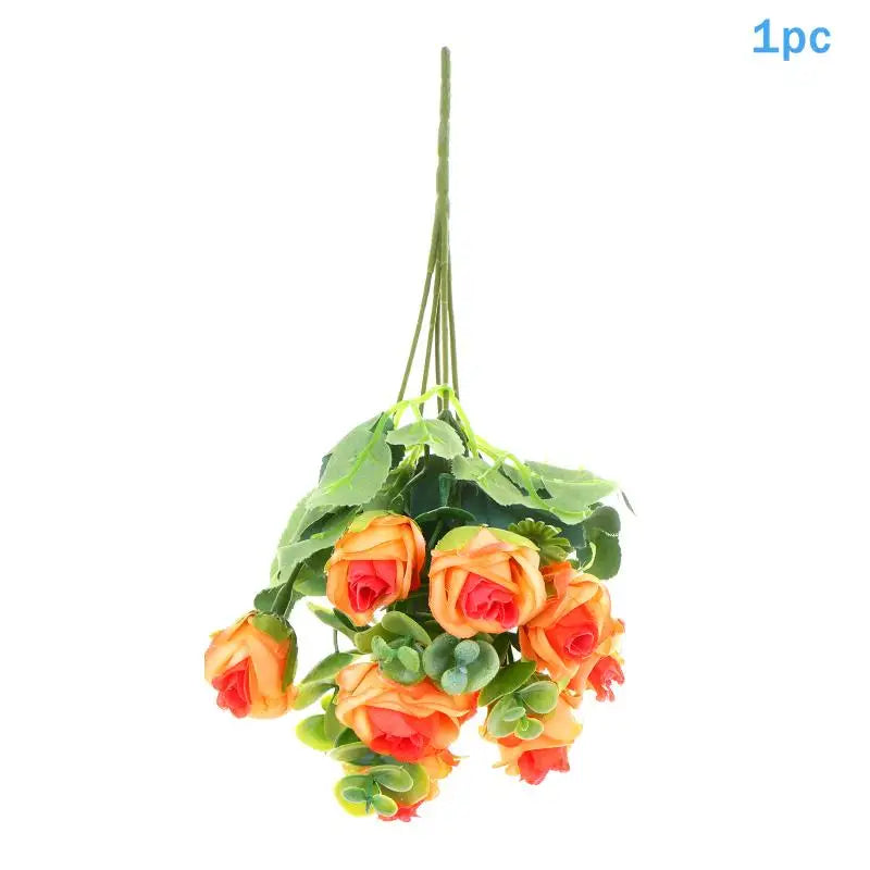 Artificial Silk Rose Bouquet - Add Timeless Beauty to Your Wedding, Home or Holiday Decor with These Lifelike Fake Roses Qme Orange 1pcs