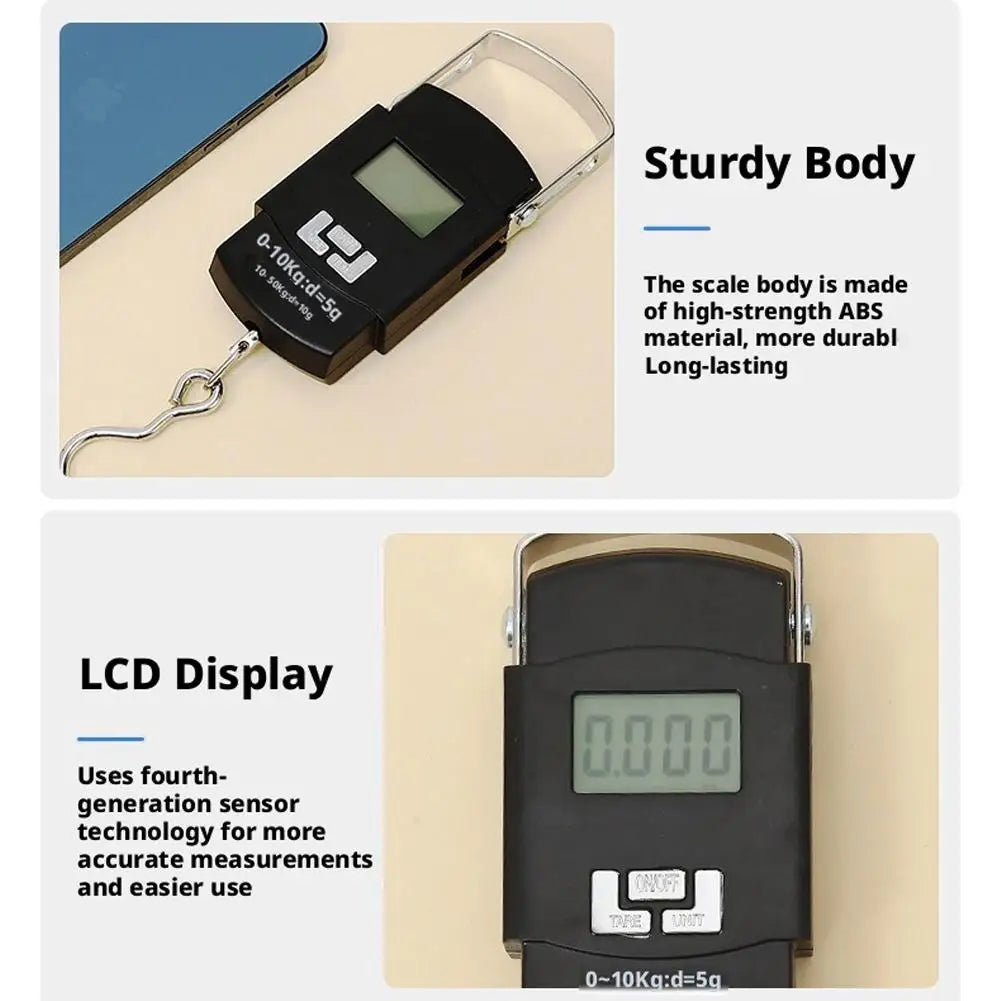 Handheld Electronic Scale Luggage Battery Automatic Reading LCD Qme