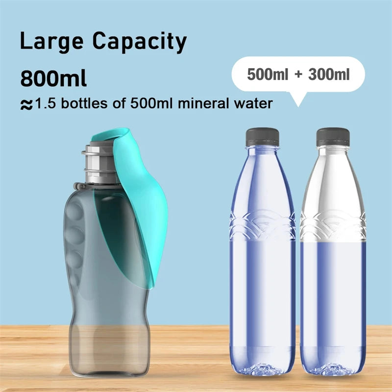 800ml Portable Dog Water Bottle For Small Large Dogs Cat Outdoor Leakproof Walking Drinking Bowls Chihuahua Bulldog Supplies Qme