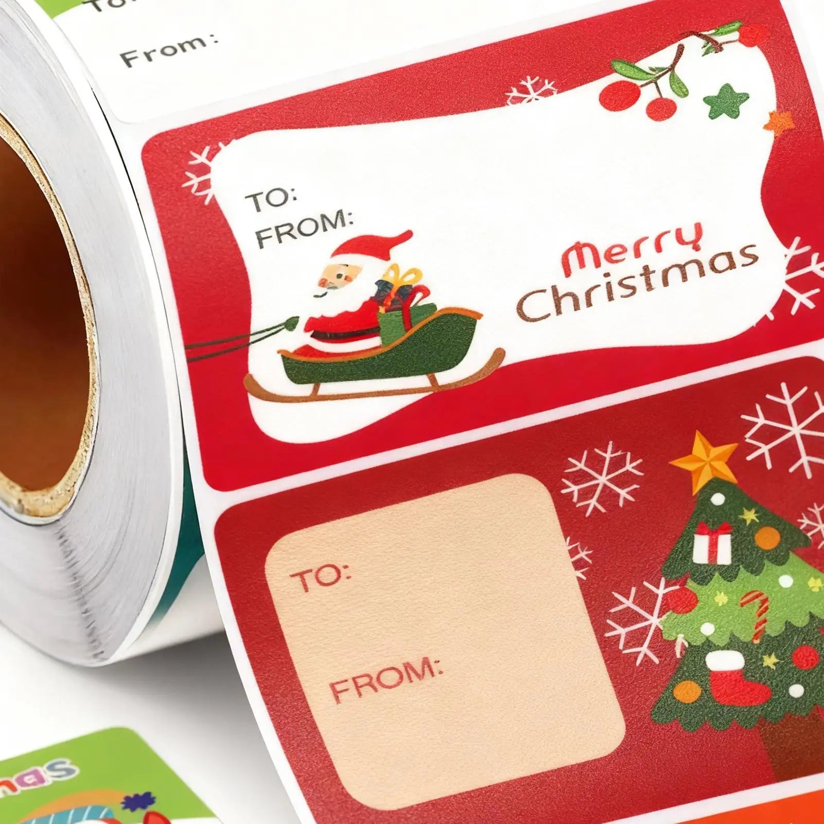 Christmas Stickers Roll 500 Assorted Cartoon Adhesive Holiday Labels Qme