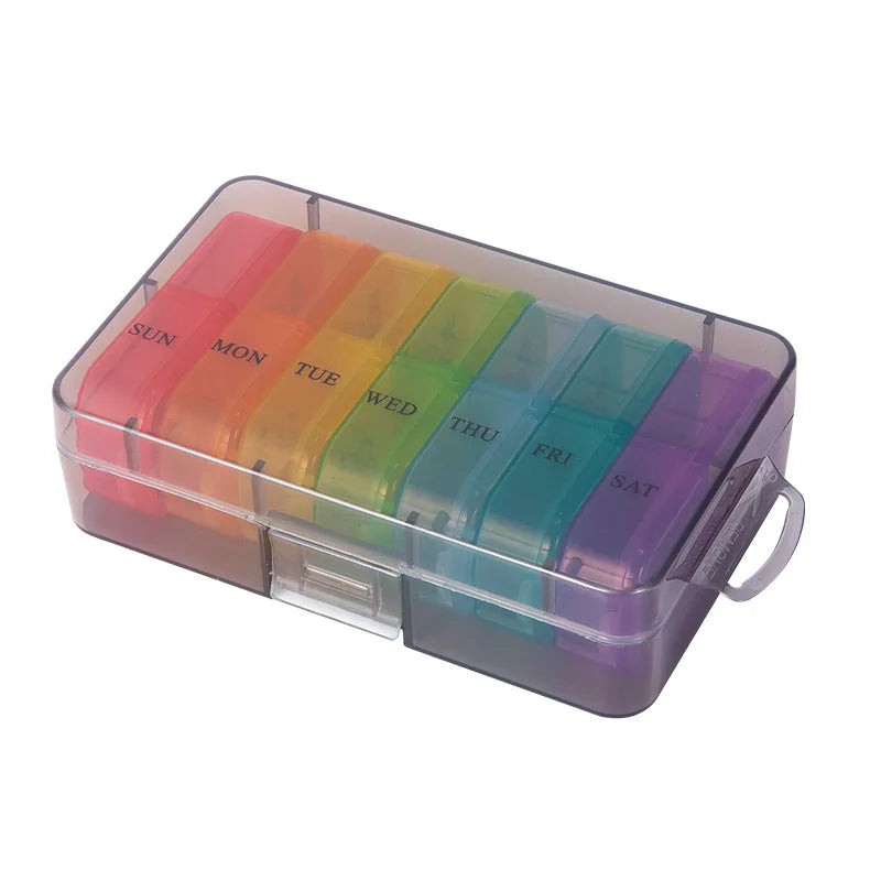 7 Days 14 Grids Pill Organizer Portable Weekly AM PM Medicine Case Qme