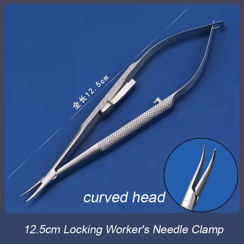 Barraquer Titanium Alloy Needle Holder Lock Curved Ophthalmic Qme h
