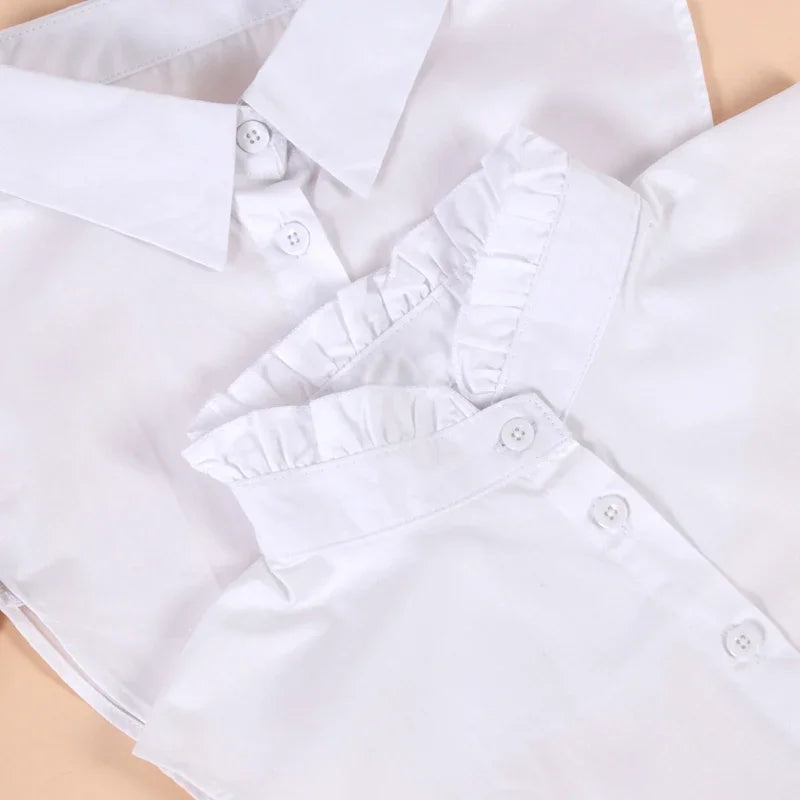 Detachable Cotton Lapel Shirt Fake Collar Solid False Blouse Neckwear Qme