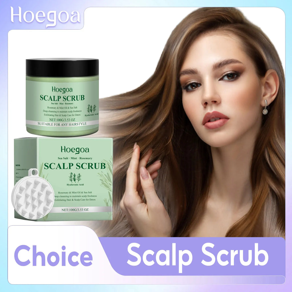 Rosemary Scalp Scrub With Silicone Scalp Massager Deep Cleaning Control Sebum Secretion Relieve Itching Dandruff Removal Shampoo Qme