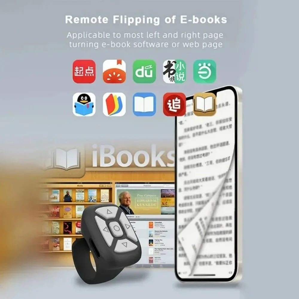 Finger Bluetooth Remote Control Ring for Phone Page Flipping Video Recording Shooting Selfie Cellphone Camera Remote Controller Qme
