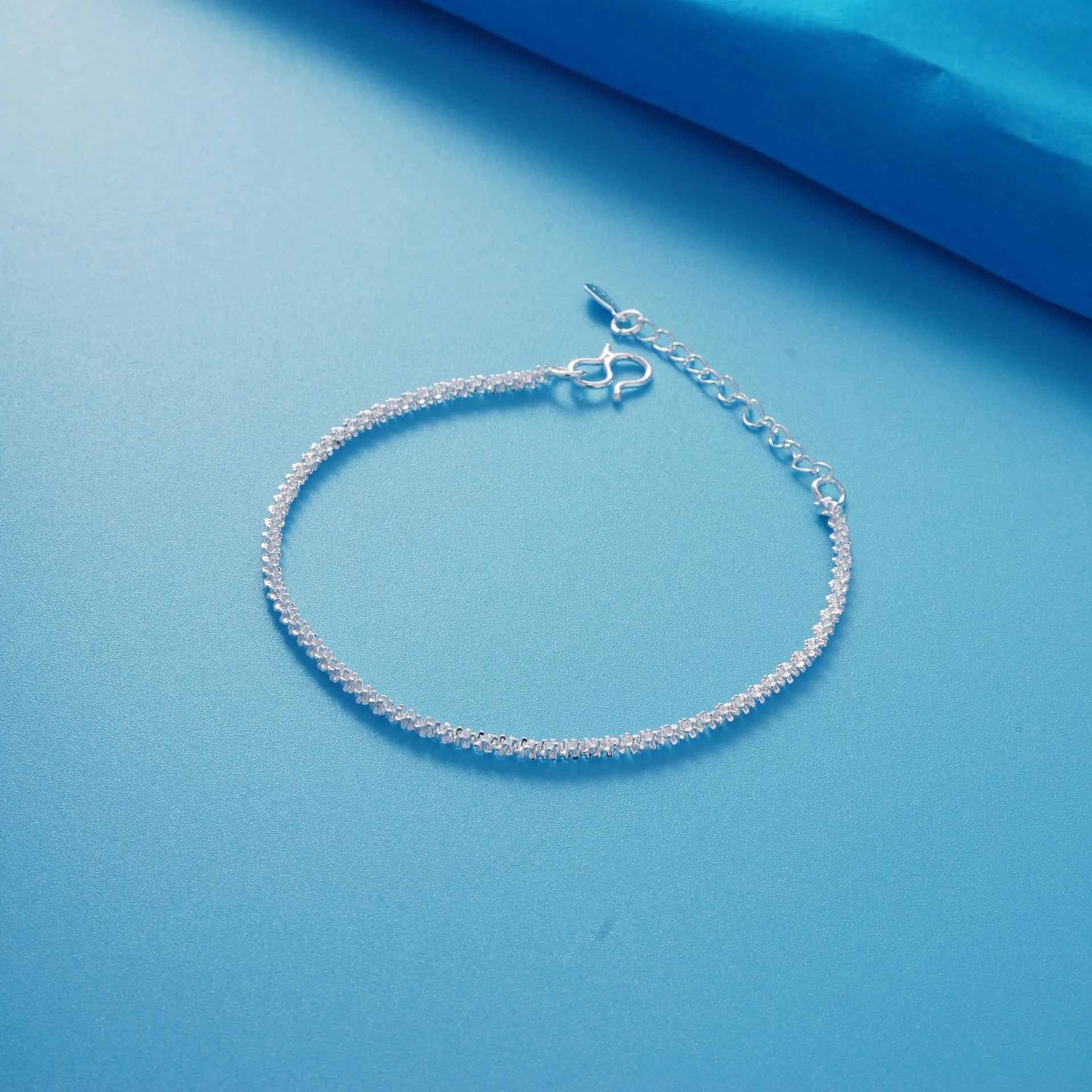 Charms 925 Sterling Silver Lucky Shine Chain Bracelets 18+4CM for Women Fashion Designer Jewelry Wedding Party Holiday Gifts Qme