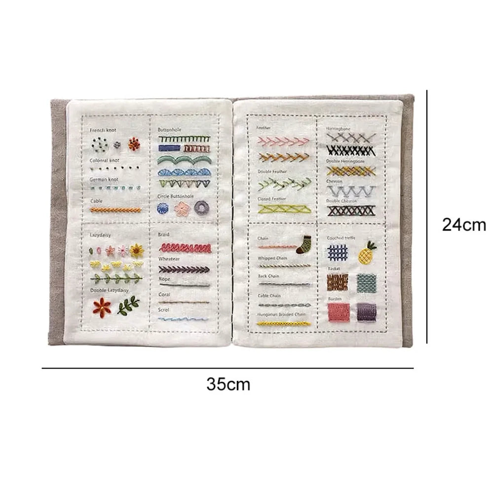 Creative Sewing Book, Enthusiasts & Beginners Embroidery Instructions Book for DIY Sewing Kit, Creative Embroidery Stitches Book Qme Style A