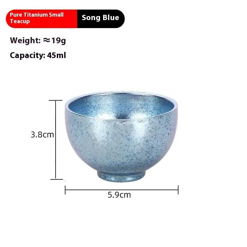 Pure Titanium Small Tea Cup Coffee Outdoor Portable Camping Tableware Qme 3 Blue