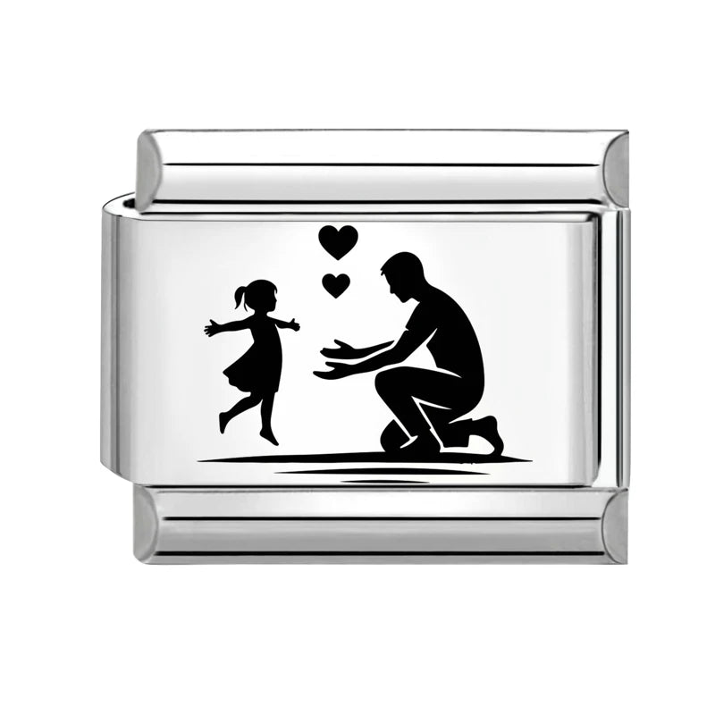 Wholesale 2026 Women Men Girls Best Dad Charm Italian Link Fit 9mm Bracelet Stainless Steel DIY Making Jewelry Gift Dropshipping Qme Style 13